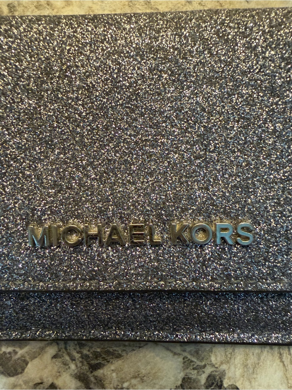 Michael Kors Silvery blue Glitter Logo Wall Accent Plaque